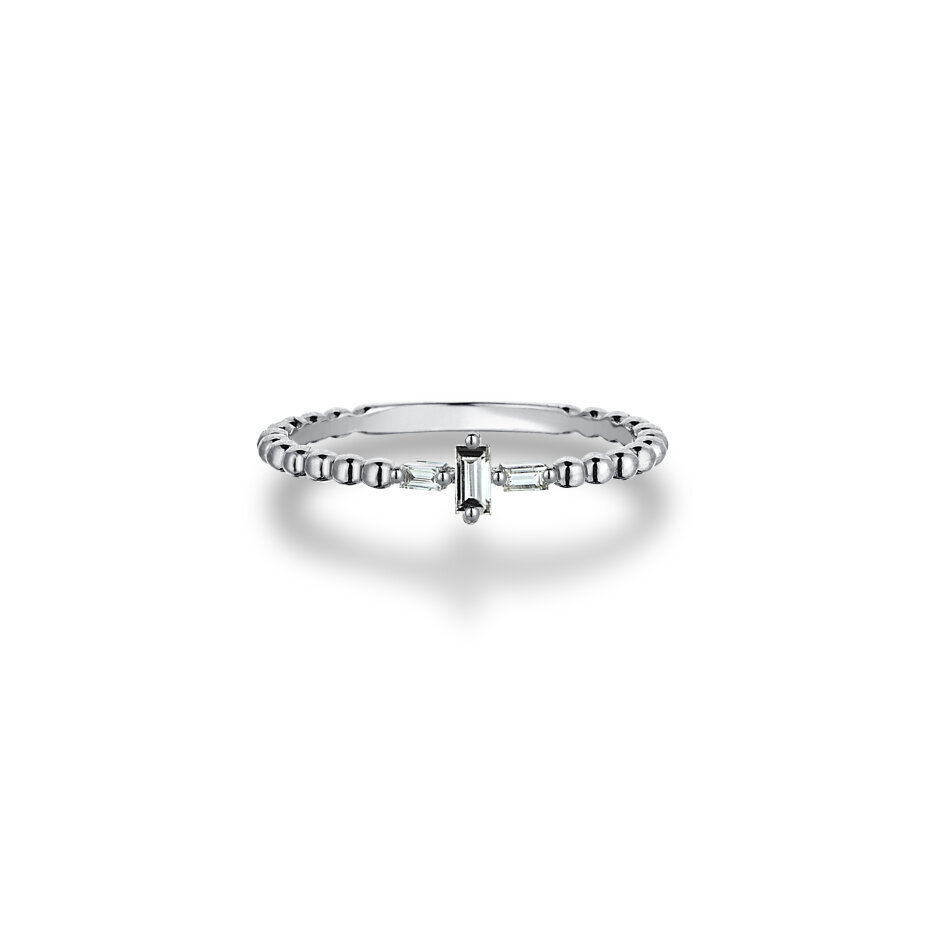 14 AYAR BEYAZ ALTIN 0,11 CT BAGET PIRLANTA YÜZÜK					 - 