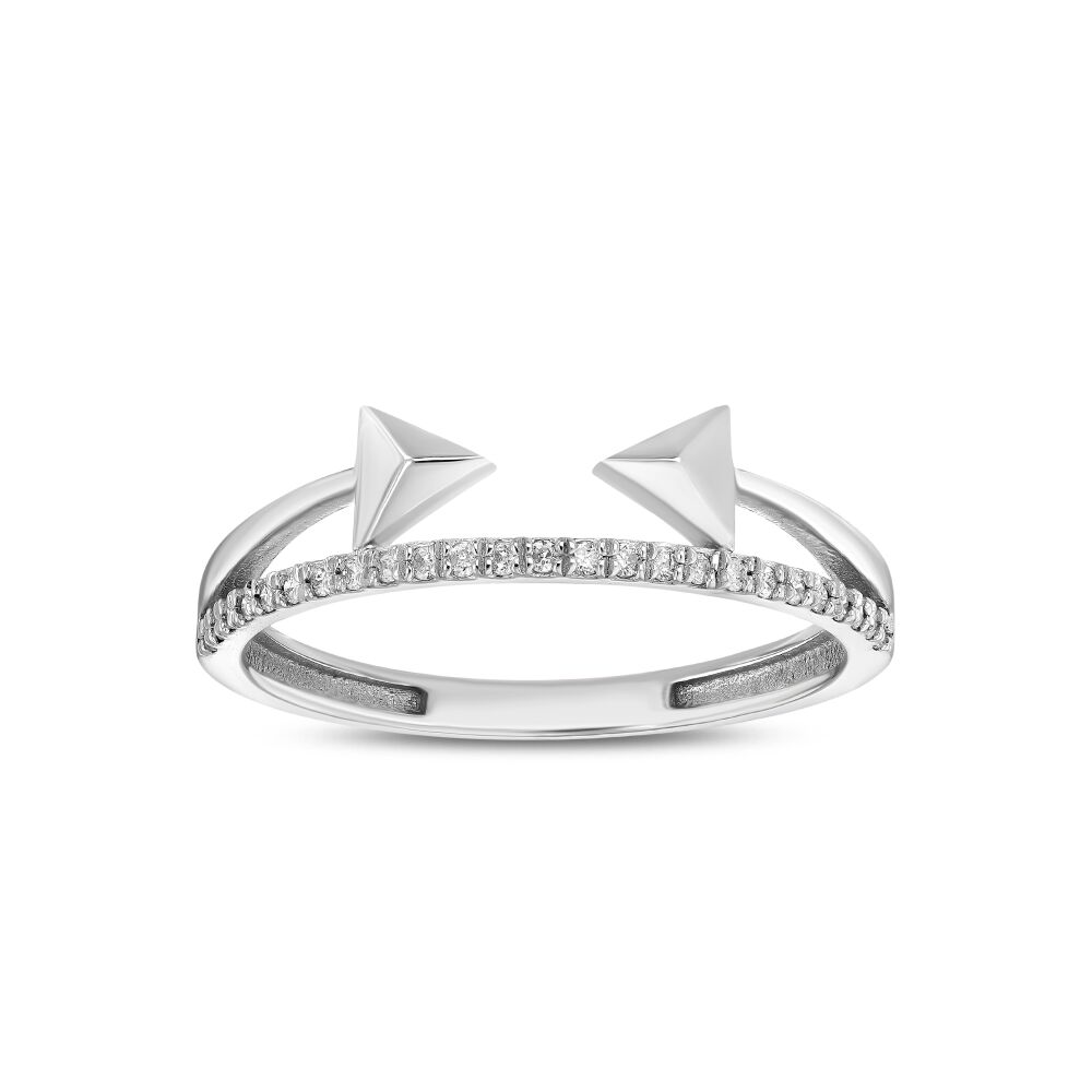 14 AYAR BEYAZ ALTIN 0,10 KARAT PIRLANTA YÜZÜK - 1