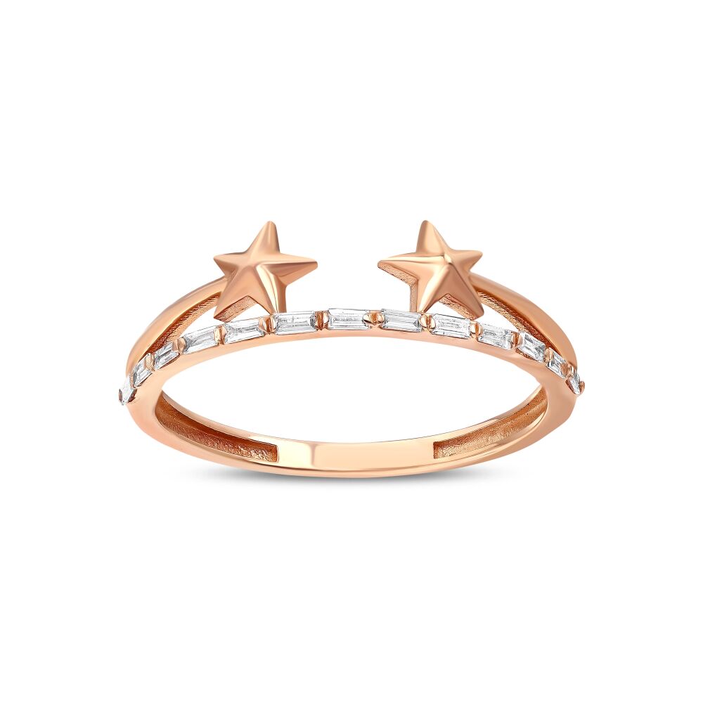 14 AYAR ROSE ALTIN 0,12 KARAT BAGET PIRLANTA YÜZÜK - 1