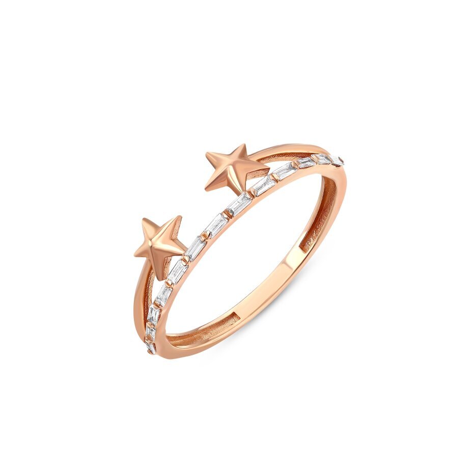 14 AYAR ROSE ALTIN 0,12 KARAT BAGET PIRLANTA YÜZÜK - (1)