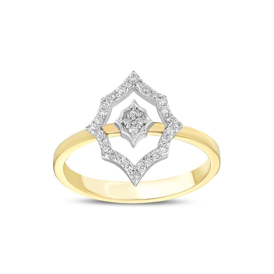 18 AYAR SARI VE BEYAZ ALTIN 0,20 KARAT PIRLANTA YÜZÜK 