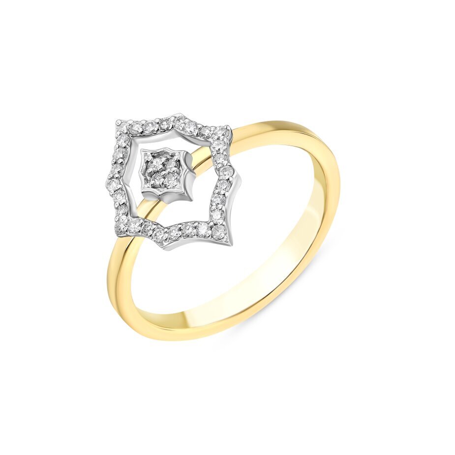 18 AYAR SARI VE BEYAZ ALTIN 0,20 KARAT PIRLANTA YÜZÜK - (1)