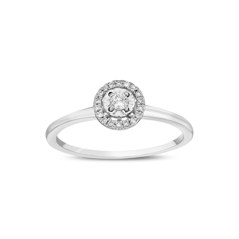  18 AYAR BEYAZ ALTIN 0,11 KARAT PIRLANTA YÜZÜK - 1