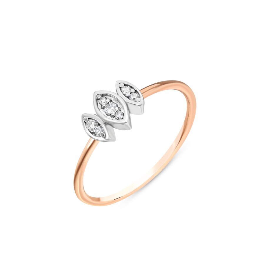 18 AYAR BEYAZ VE ROSE ALTIN 0,06 KARAT PIRLANTA YÜZÜK - (1)