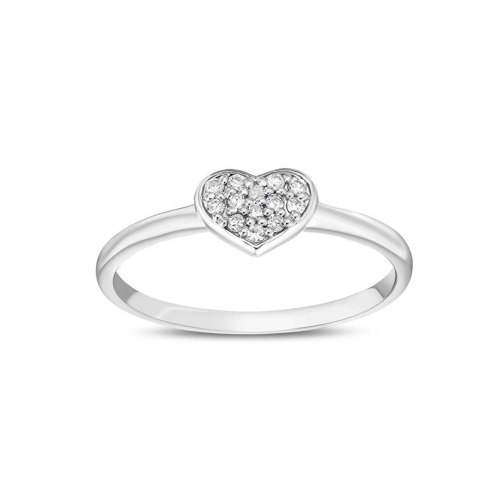 18 AYAR BEYAZ ALTIN 0,07 KARAT PIRLANTA KALP YÜZÜK - 1