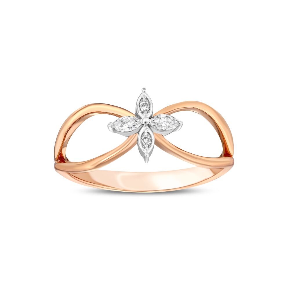 18 AYAR BEYAZ VE ROSE ALTIN 0,10 KARAT PIRLANTA YÜZÜK - 1