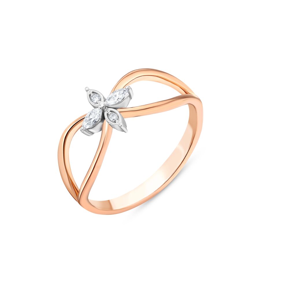 18 AYAR BEYAZ VE ROSE ALTIN 0,10 KARAT PIRLANTA YÜZÜK - 2