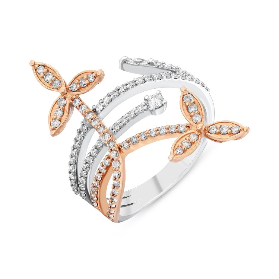 18 AYAR BEYAZ VE ROSE ALTIN 0,56 KARAT PIRLANTA YÜZÜK - (1)