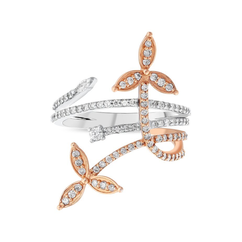 18 AYAR BEYAZ VE ROSE ALTIN 0,56 KARAT PIRLANTA YÜZÜK - 