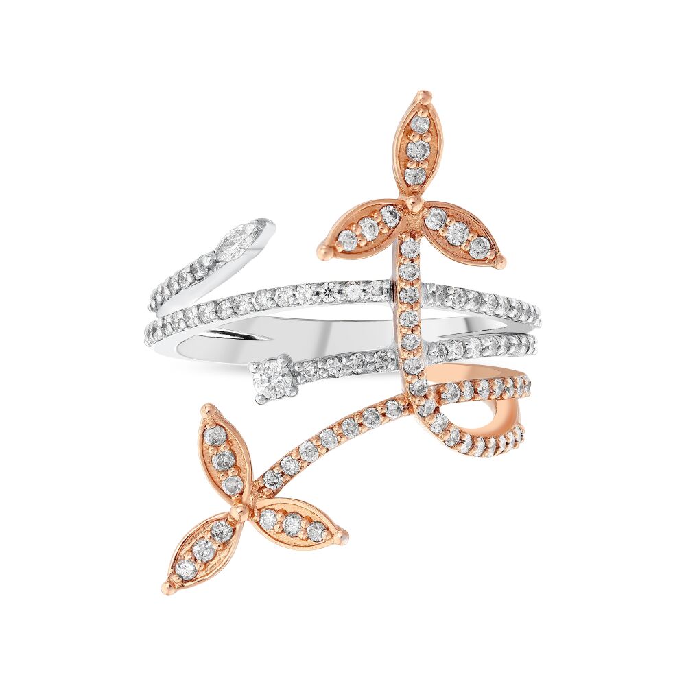 18 AYAR BEYAZ VE ROSE ALTIN 0,56 KARAT PIRLANTA YÜZÜK - 1