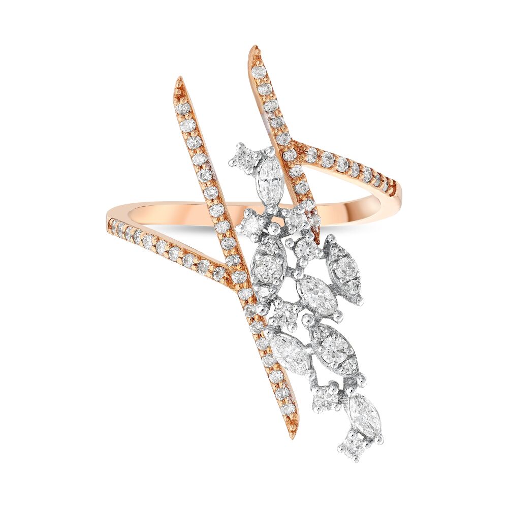 18 AYAR BEYAZ VE ROSE ALTIN 0,60 KARAT MARKİZ PIRLANTAYÜZÜK - 2