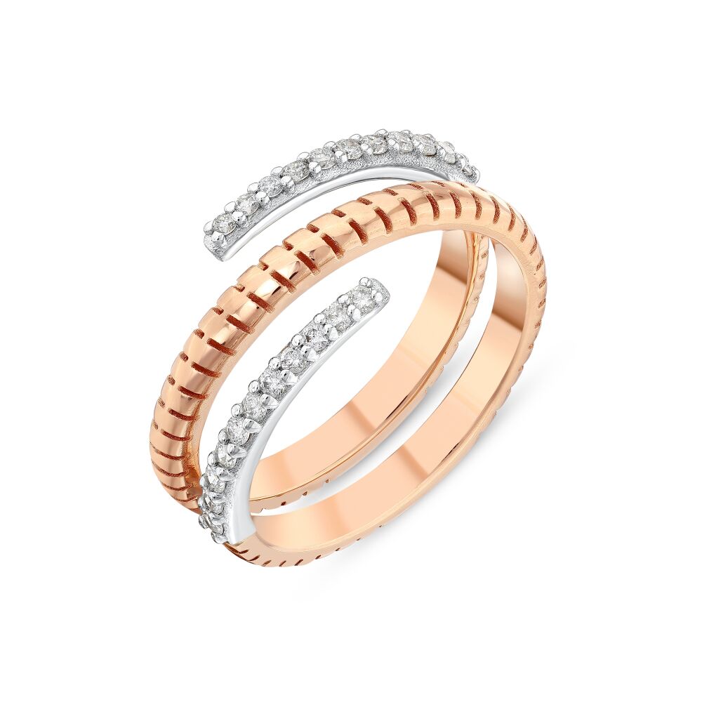 14 AYAR BEYAZ VE ROSE ALTIN 0,25 KARAT PIRLANTA YÜZÜK - 2