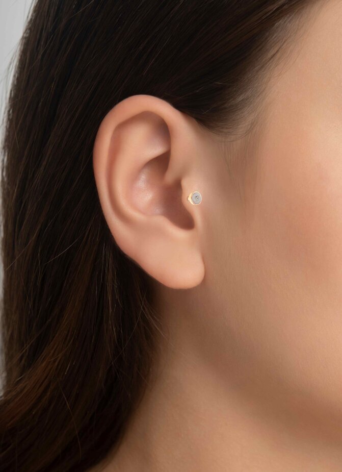 14 AYAR ROSE ALTIN 0,01 CT SEDEFLİ MİNELİ PIRLANTA TRAGUS					 - (1)