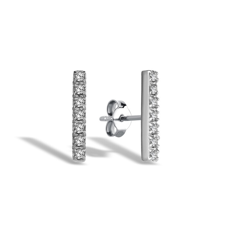 14 AYAR BEYAZ ALTIN 0,06 CT UZUN BAR PIRLANTA TRAGUS					 - 