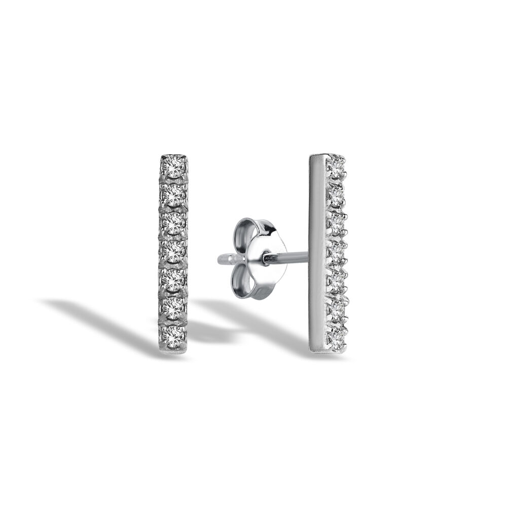 14 AYAR BEYAZ ALTIN 0,06 CT UZUN BAR PIRLANTA TRAGUS					 - 1